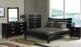 4pc Contemporary Cappuccino Finish Queen Size Platform Bed Bedroom Set