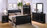 4pc King Size Sleigh Bedroom Set Louis Philippe Style in Black Finish