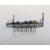 Concept Housewares WR-40701 Metal Wine Bottle and Glass Wall Rack, Matte Black