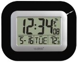 La Crosse Technology WT-8005U-B Atomic Digital Wall Clock with Indoor Temperature, Black