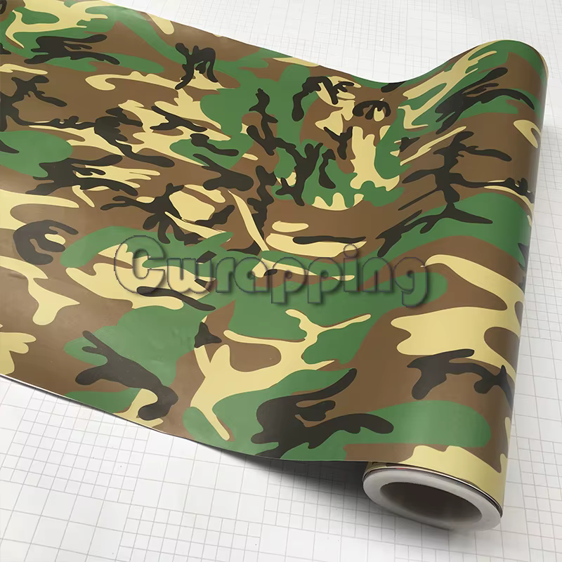 Matte Military Camo Film for Motorcycle Scooter Car Hood Roof Decal High Quality Woodland Green Camouflage Printed Vinyl