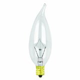 Feit Electric 25CFC/15-130 25-Watt Flame Tip Bulb with Chandelier Candelabra Base, Clear, 15 Pack