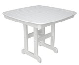 Polywood Outdoor Furniture Nautical 37 Inch Dining Table, White-Recycled Plastic Materials
