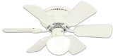 Westinghouse 78108 Petite 6-Blade 30-Inch 3-Speed Hugger-Style Ceiling Fan with Light, White