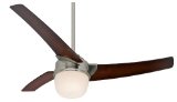 Hunter 21806 Eurus 54-Inch Single Light 3-Blade Ceiling Fan with Remote Control, Brushed Nickel with Coffee Beech Blades and Frosted Glass Light Bowl