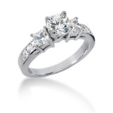14K White Gold Engagement Ring - 1.45CT Princess Cut Diamond Ring(H-I Color, I1 Clarity), All Sizes Available