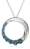 10k White Gold Shades of Blue Sapphire and Diamond-Accent Journey Circle Pendant, 18