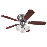 Westinghouse 7861500 Contempra Trio Three-Light 42-Inch Five-Blade Ceiling Fan, Brushed Nickel with Frosted Glass Shades
