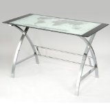 Powell World Map Printing Curved X-Sided Computer Desk