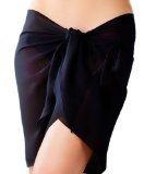 Sassy Sarongs Plus Size Black Swimsuit Sarong Cover Up with Built in Ties