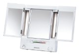 Jerdon Classic JGL9W Lighted Tri-fold Mirror, 5x Magnification