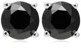 14k White Gold Black Diamond Stud Earrings (1 cttw)