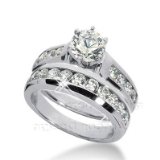 14K White Gold Round Cut Diamond Matching Bridal Set (1.70ct.tw, HI Color, SI2-3 Clarity)