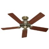 Hunter 25511 Summer Breeze 52-Inch 5-Blade Ceiling Fan, Antique Brass with Walnut/Medium Oak Blades
