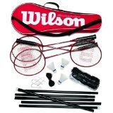 Wilson Tour Pro Badminton Kit (Red/Black) (4 Rackets, 3 Shuttles, Net, Poles, Bag)