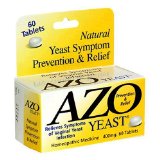 AZO Natural Yeast Symptom Prevention & Relief. , Lactose Free, 60 Tablet  Boxes (Pack of 3)