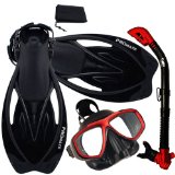 Promate Snorkeling Scuba Dive Dry Snorkel Purge Mask Fins Gear Set
