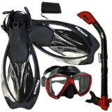 PROMATE Snorkeling Scuba Dive Mask Fins DRY Snorkel Gear Set