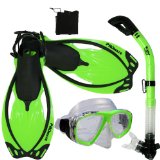 PROMATE Snorkeling Scuba Dive Mask Fins DRY Snorkel Gear Set