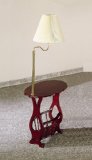 Cherry Finish Swing Arm Brass Lamp Magazine Table