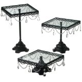 Midwest CBK Jeweled Black Square Cake Stand, Set of 3