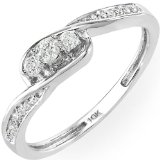 0.25 Carat (ctw) 10k Gold Round Diamond Ladies 3 stone Engagement Promise Ring 1/4 CT