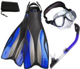 Oceanic V-Flex Fins Snorkeling Scuba Diving Mask Dry Snorkel Set